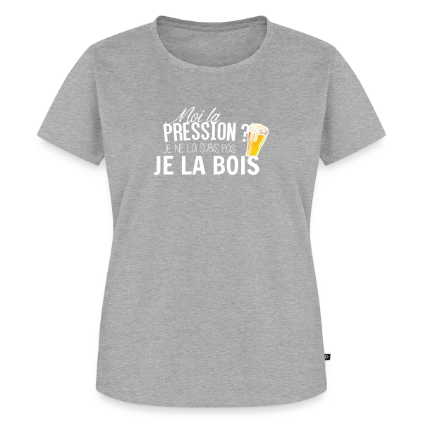 Maquette de T-shirt Premium bio Femme « Moi la Pression, Je la Bois ! T-shirt Humour Bière » à personnaliser
