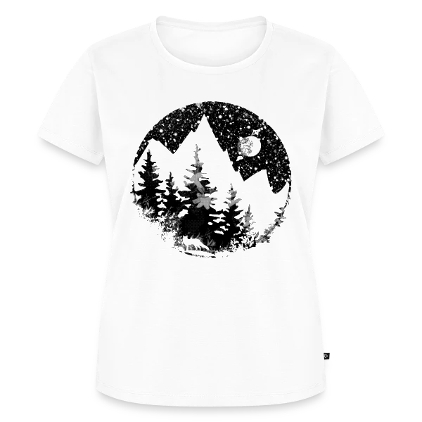 Maquette de T-shirt Premium bio Femme « Paysage Montagneux Nocturne Fantastique » à personnaliser