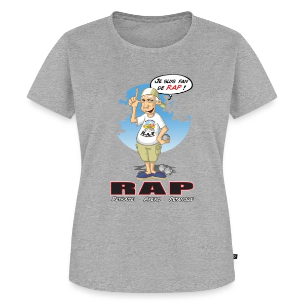 Maquette de T-shirt Premium bio Femme « Retraite Idéale : Apéro & Pétanque à Volonté » à personnaliser