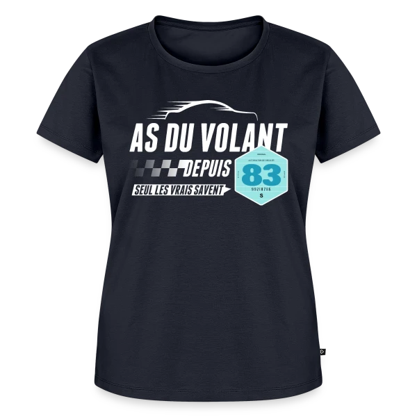 Maquette de T-shirt Premium bio Femme « As du Volant 1983 - Légende de la Route » à personnaliser
