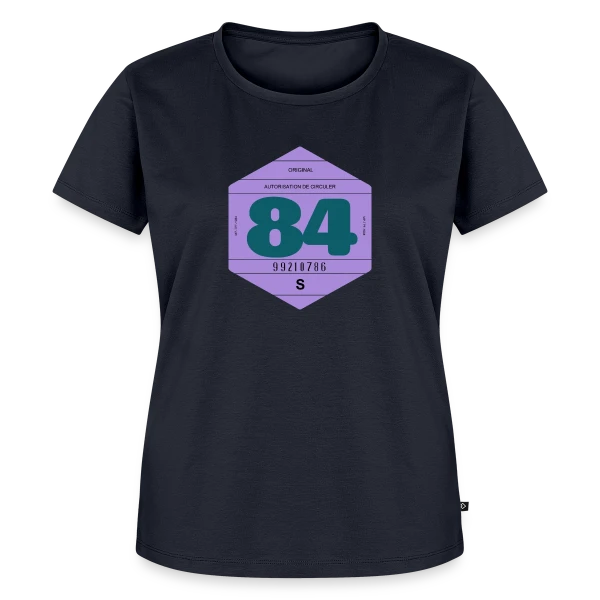 Maquette de T-shirt Premium bio Femme « Vignette Automobile 1984 Rétro France » à personnaliser