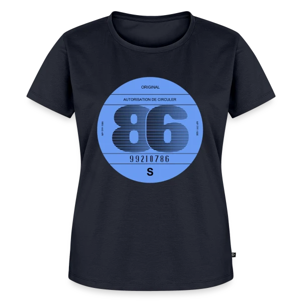Maquette de T-shirt Premium bio Femme « 1986: Icône Rétro Automobile Française » à personnaliser