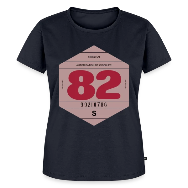 Maquette de T-shirt Premium bio Femme « Voiture Rétro 1982 : L'Esprit Vintage Français » à personnaliser