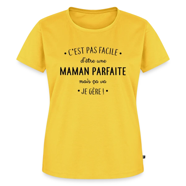 Maquette de T-shirt Premium bio Femme « Maman Parfaite : Le défi quotidien que je relève ! » à personnaliser
