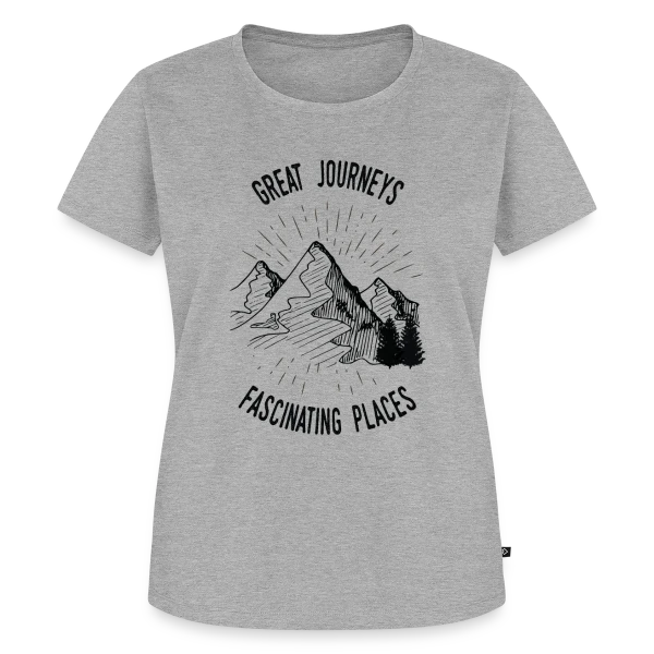 Maquette de T-shirt Premium bio Femme « Grandes Aventures Montagneuses » à personnaliser