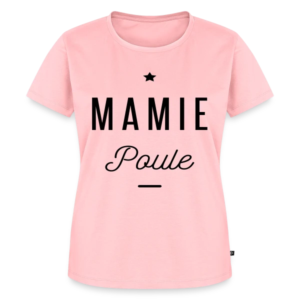 Maquette de T-shirt Premium bio Femme « Super Mamie Poule » à personnaliser