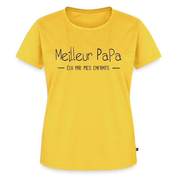 Maquette de T-shirt Premium bio Femme « Meilleur Papa du Monde Élu par Mes Enfants » à personnaliser