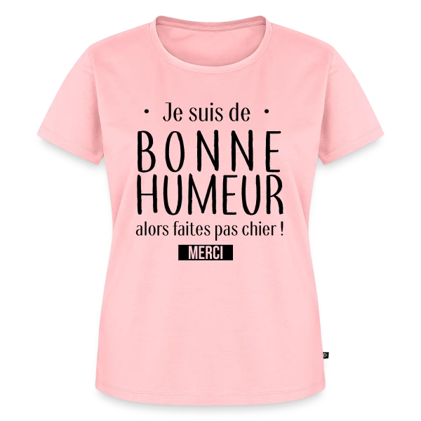 Maquette de T-shirt Premium bio Femme « Bonne Humeur : L'Afficher avec Style » à personnaliser