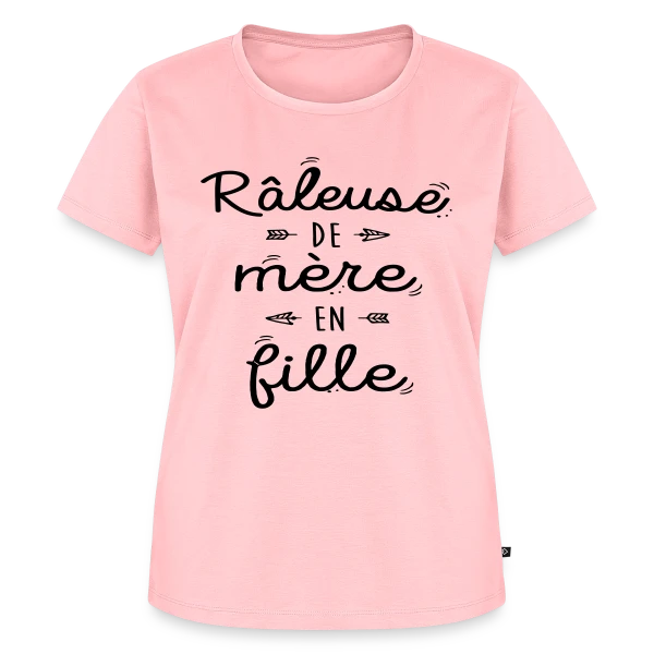 Maquette de T-shirt Premium bio Femme « Raleuse de Mère en Fille : L'héritage d'un caractère bien trempé » à personnaliser