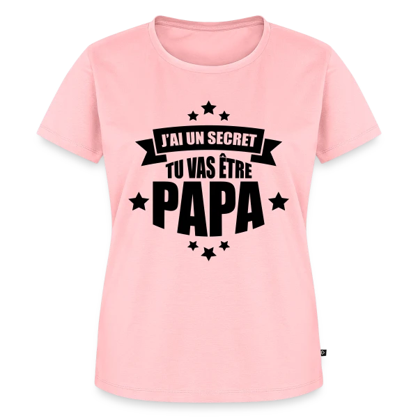 Maquette de T-shirt Premium bio Femme « J'ai un Secret : Tu Vas Être Papa ! Annonce Surprise » à personnaliser