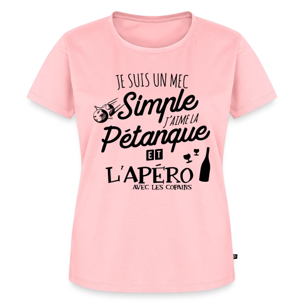 Maquette de T-shirt Premium bio Femme « Pétanque & Apéro : L'Équipe Gagnante » à personnaliser