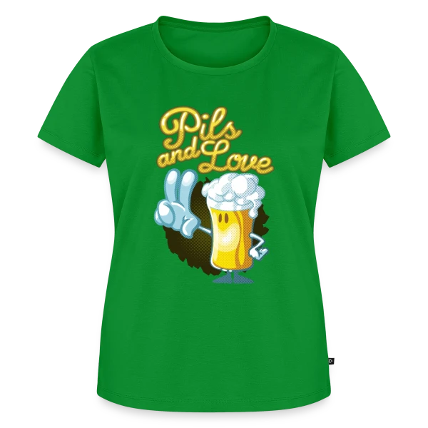 Maquette de T-shirt Premium bio Femme « Pils & Love : La Bière et l'Amour en Version Cartoon » à personnaliser