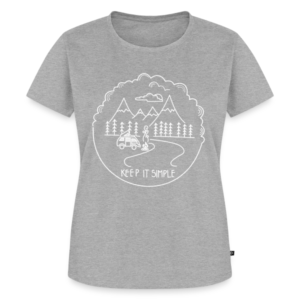 Maquette de T-shirt Premium bio Femme « Camping Minimaliste Nuage » à personnaliser