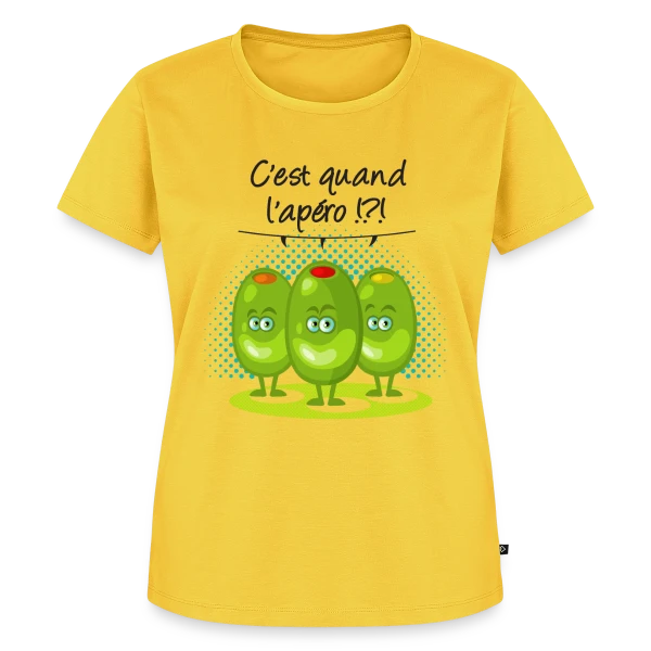 Maquette de T-shirt Premium bio Femme « Apéro Time : L'heure Sacrée de la Détente » à personnaliser