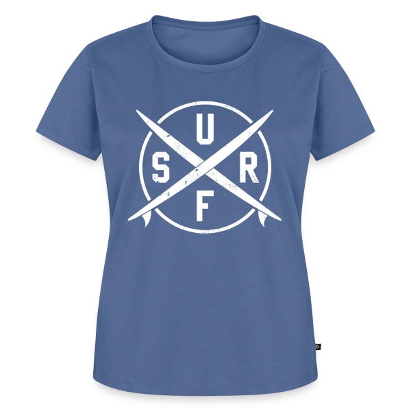 Maquette de T-shirt Premium bio Femme « Surfen | L'Essence de la Glisse » à personnaliser