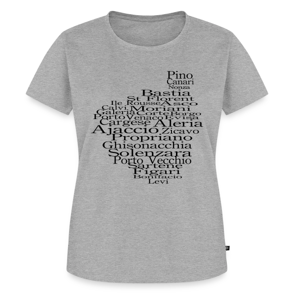 Carte Corse Villes Typographie sur T-shirt Premium bio Femme
