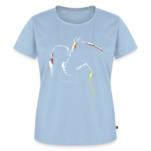 Maquette de T-shirt Premium bio Femme « Silhouette Cavalière Abstraite » à personnaliser