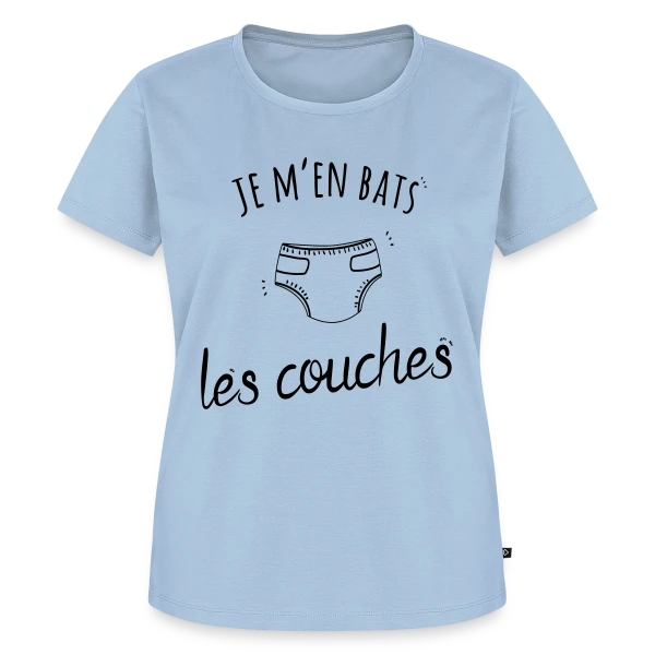 Maquette de T-shirt Premium bio Femme « Humour "Je M'en Bats Les Couches" - Idée Cadeau Drôle » à personnaliser