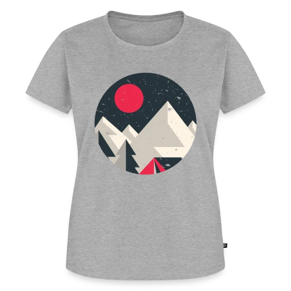Maquette de T-shirt Premium bio Femme « Montagnes Minimalistes Aventure » à personnaliser