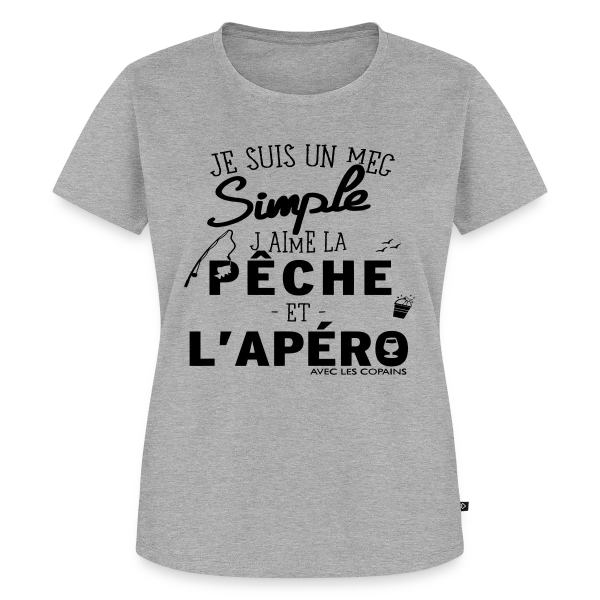Maquette de T-shirt Premium bio Femme « "Pêche & Apéro" : L'Humour du Pêcheur Relax » à personnaliser