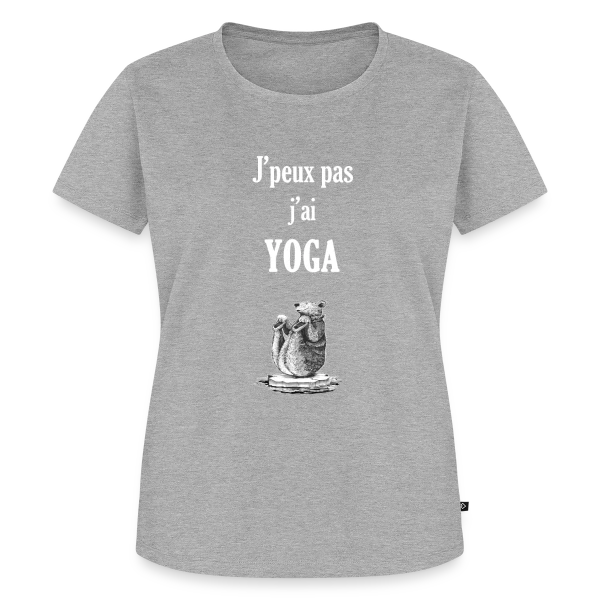 Maquette de T-shirt Premium bio Femme « Ours Yogiste : Zen et Drôle sur sa Banquise » à personnaliser