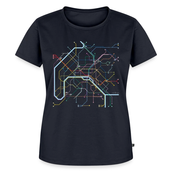 Maquette de T-shirt Premium bio Femme « Plan Métro Paris Coloré » à personnaliser