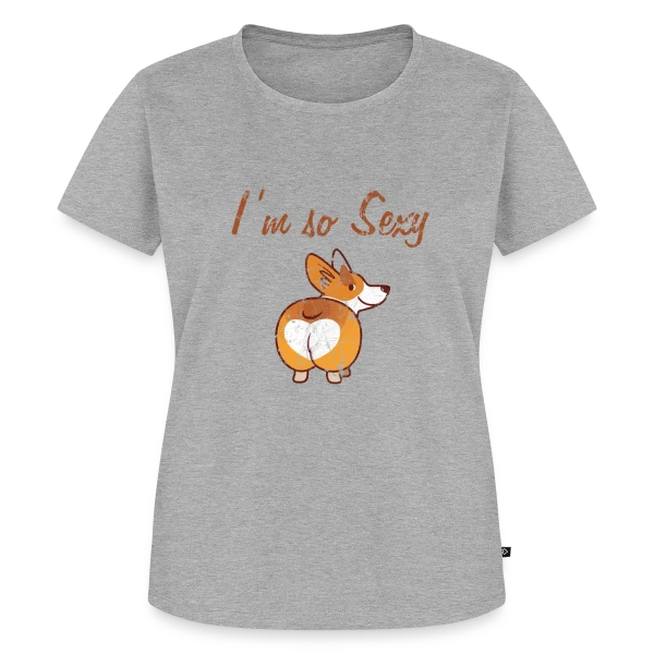 Maquette de T-shirt Premium bio Femme « Corgi Sexy Coquin » à personnaliser