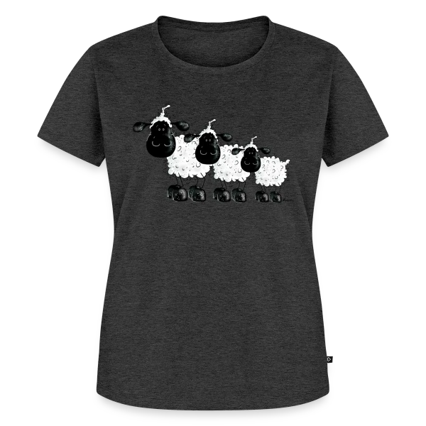 Maquette de T-shirt Premium bio Femme « Trois Petits Moutons Rêveurs » à personnaliser