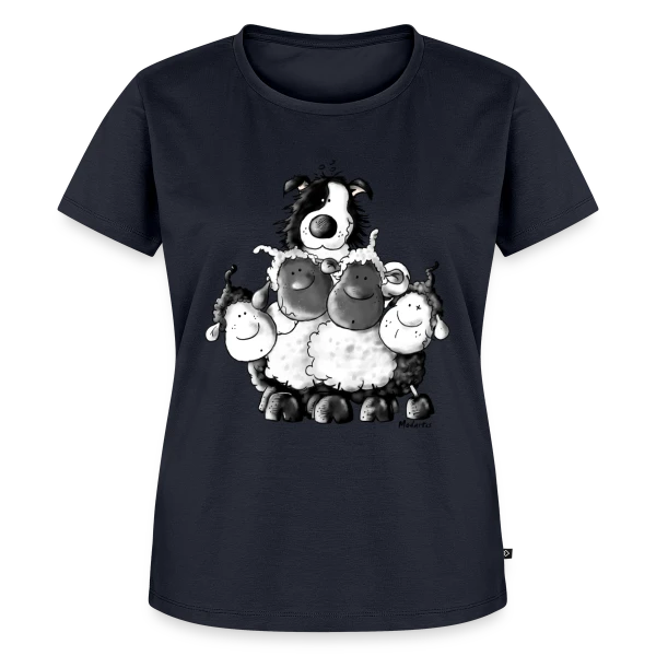 Maquette de T-shirt Premium bio Femme « Border Collie et Moutons - Un Vrai Chien de Berger » à personnaliser