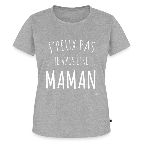 Maquette de T-shirt Premium bio Femme « J'peux Pas, Je Vais Être Maman ! Annonce Grossesse Humour » à personnaliser