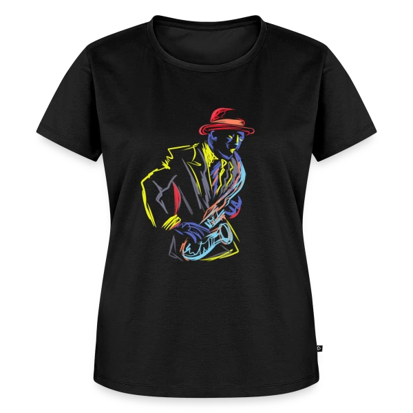 Maquette de T-shirt Premium bio Femme « Saxophoniste Jazz Fanfare » à personnaliser