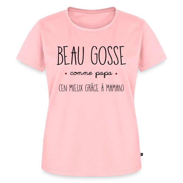 Maquette de T-shirt Premium bio Femme « Beau Gosse Comme Papa » à personnaliser