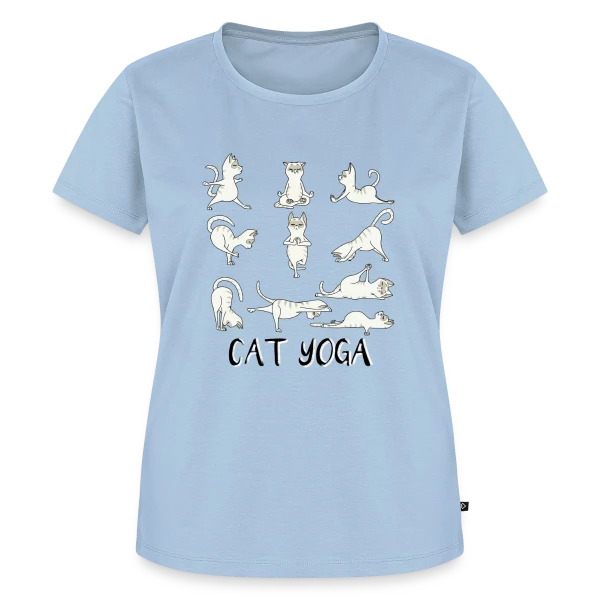 Maquette de T-shirt Premium bio Femme « Chats Yoga Drôles » à personnaliser