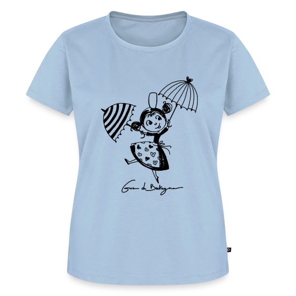 Maquette de T-shirt Premium bio Femme « Bigoudène Joyeuse Parapluies » à personnaliser