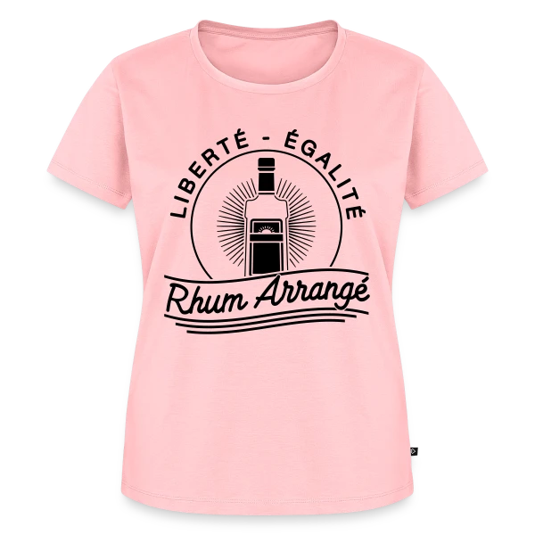 Maquette de T-shirt Premium bio Femme « Liberté, Égalité, Rhum Arrangé : Le T-Shirt Fun » à personnaliser