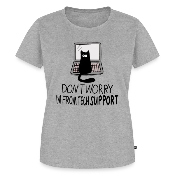 Maquette de T-shirt Premium bio Femme « Chat de Support Technique » à personnaliser