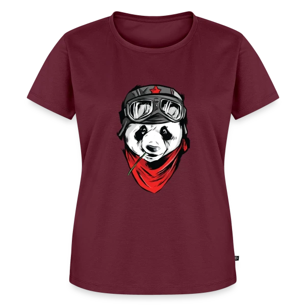 Maquette de T-shirt Premium bio Femme « Panda Pilote Rebelle » à personnaliser