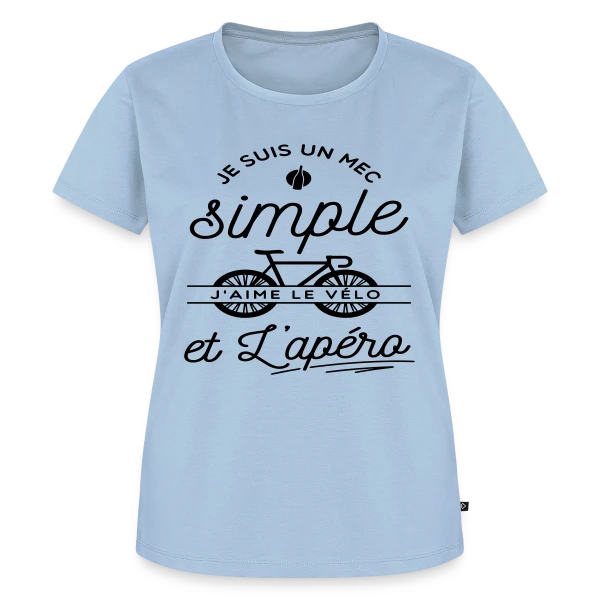 Maquette de T-shirt Premium bio Femme « "Mec Simple, Vélo & Apéro" » à personnaliser