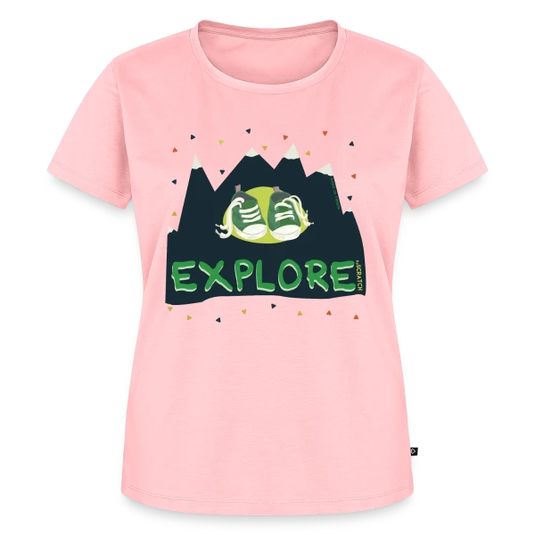 Maquette de T-shirt Premium bio Femme « Randonnée Montagne Baskets » à personnaliser