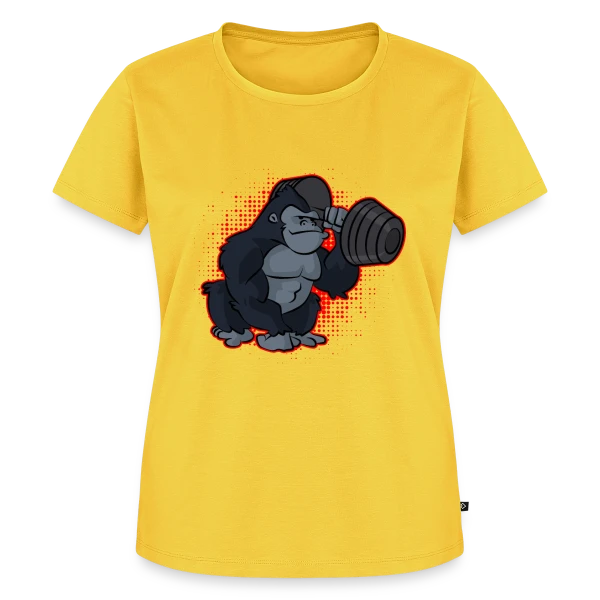 Maquette de T-shirt Premium bio Femme « Gorille Musculation - Force et Humour » à personnaliser