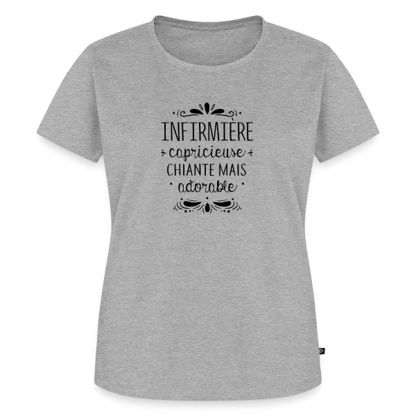 Maquette de T-shirt Premium bio Femme « Infirmière : Chiante Mais Adorable » à personnaliser