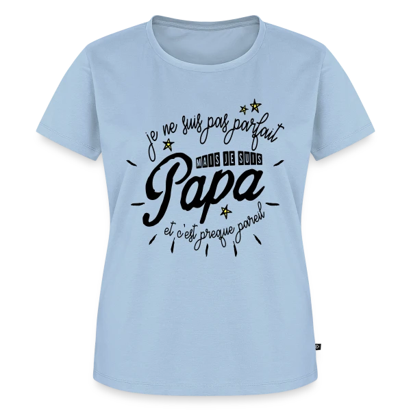 Maquette de T-shirt Premium bio Femme « Papa Presque Parfait » à personnaliser