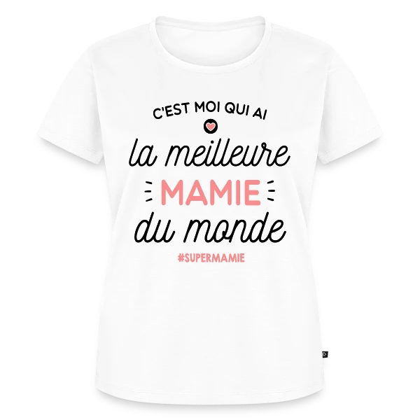 Maquette de T-shirt Premium bio Femme « Mamie en Or : La Meilleure du Monde » à personnaliser