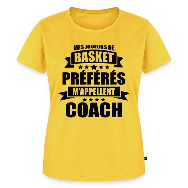 Maquette de T-shirt Premium bio Femme « Coach Basket : Mes Joueurs Préférés M'appellent Coach » à personnaliser