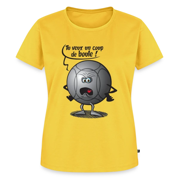Maquette de T-shirt Premium bio Femme « Le Coup de Boule Gagnant à la Pétanque » à personnaliser