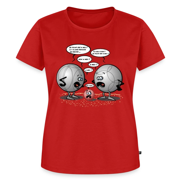 Maquette de T-shirt Premium bio Femme « Discorde Pétanque : Le Choc des Titans (et des boules) » à personnaliser