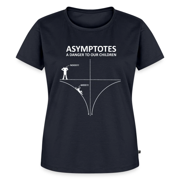 Maquette de T-shirt Premium bio Femme « Asymptotes - Danger pour les Enfants! Prof de Maths Nerd » à personnaliser