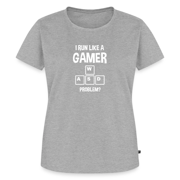 Maquette de T-shirt Premium bio Femme « Gamer Humour : 'Je Cours Comme un Gamer' » à personnaliser