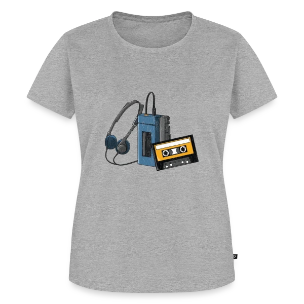 Maquette de T-shirt Premium bio Femme « Walkman Rétro Cassette » à personnaliser