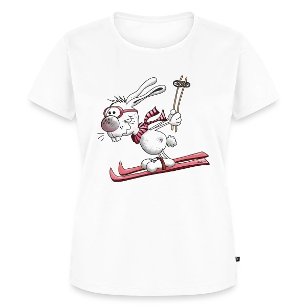 Maquette de T-shirt Premium bio Femme « Lapin Skieur sur la Piste » à personnaliser